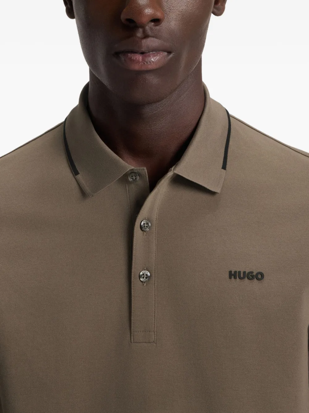 HUGO Katoenen poloshirt Bruin