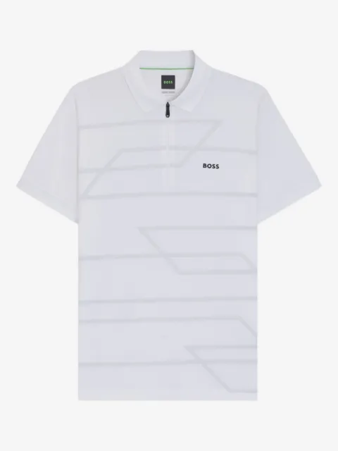 BOSS geometric-pattern zipped polo shirt
