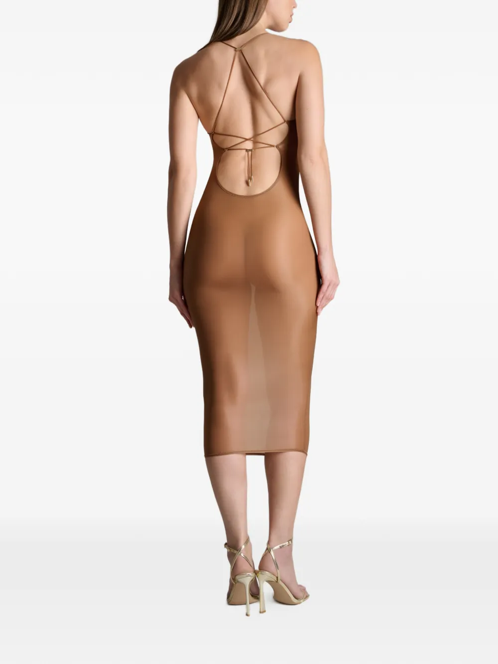 Maison Close French Kiss Light midi-jurk met open achterkant Beige