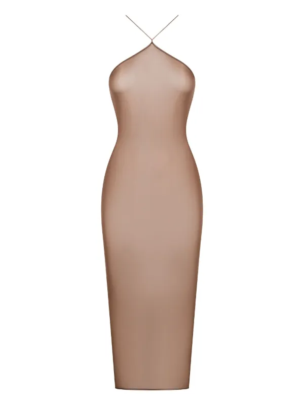 Maison Close French Kiss Light open-back Midi Dress | Brown | FARFETCH Maison Close French Kiss Light open-back Midi Dress | Brown | FARFETCH