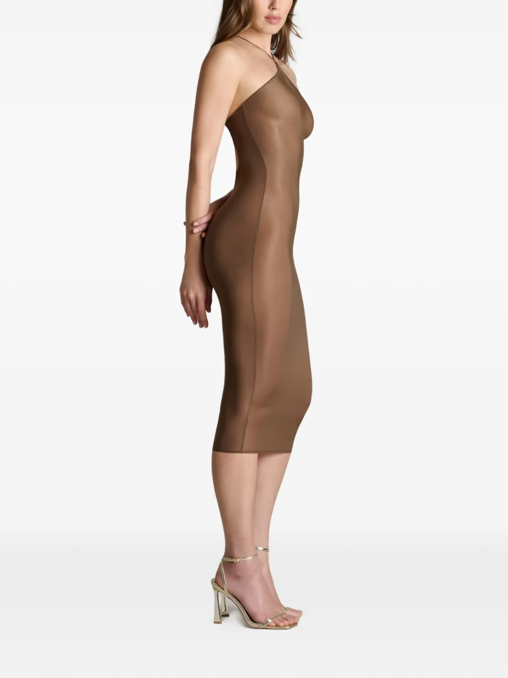 Maison Close French Kiss Light midi-jurk met open achterkant Bruin