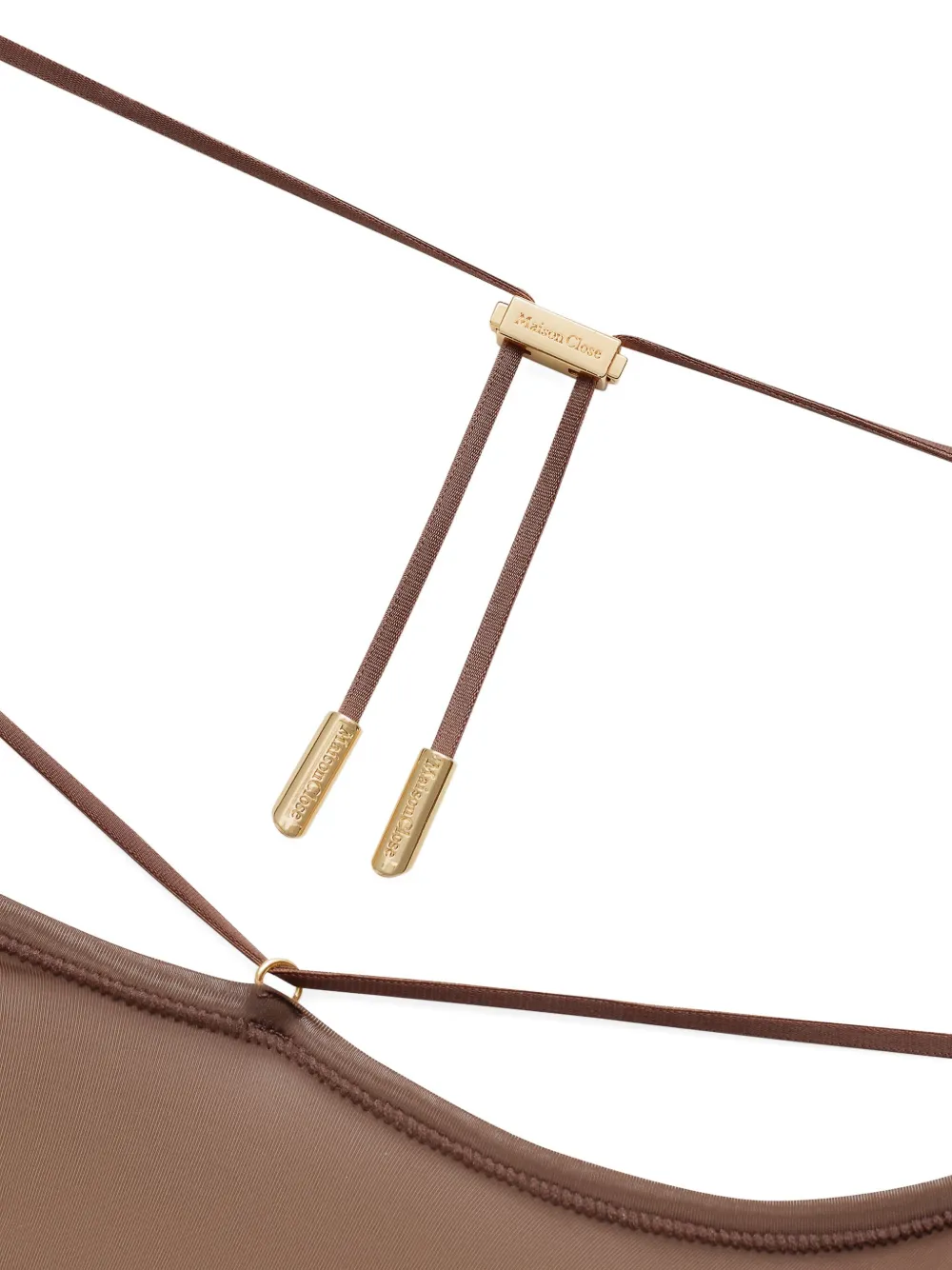 Maison Close French Kiss Light jurk met open rug en lange mouwen Bruin