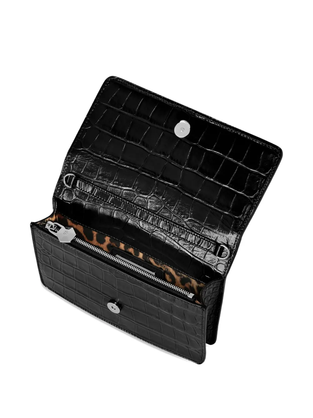 Philipp Plein Crystal-embellished Crocodile-effect Clutch In Black