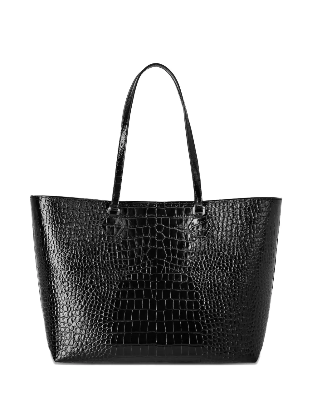 Philipp Plein Crystal Skull Crocodile-print Tote Bag In Black