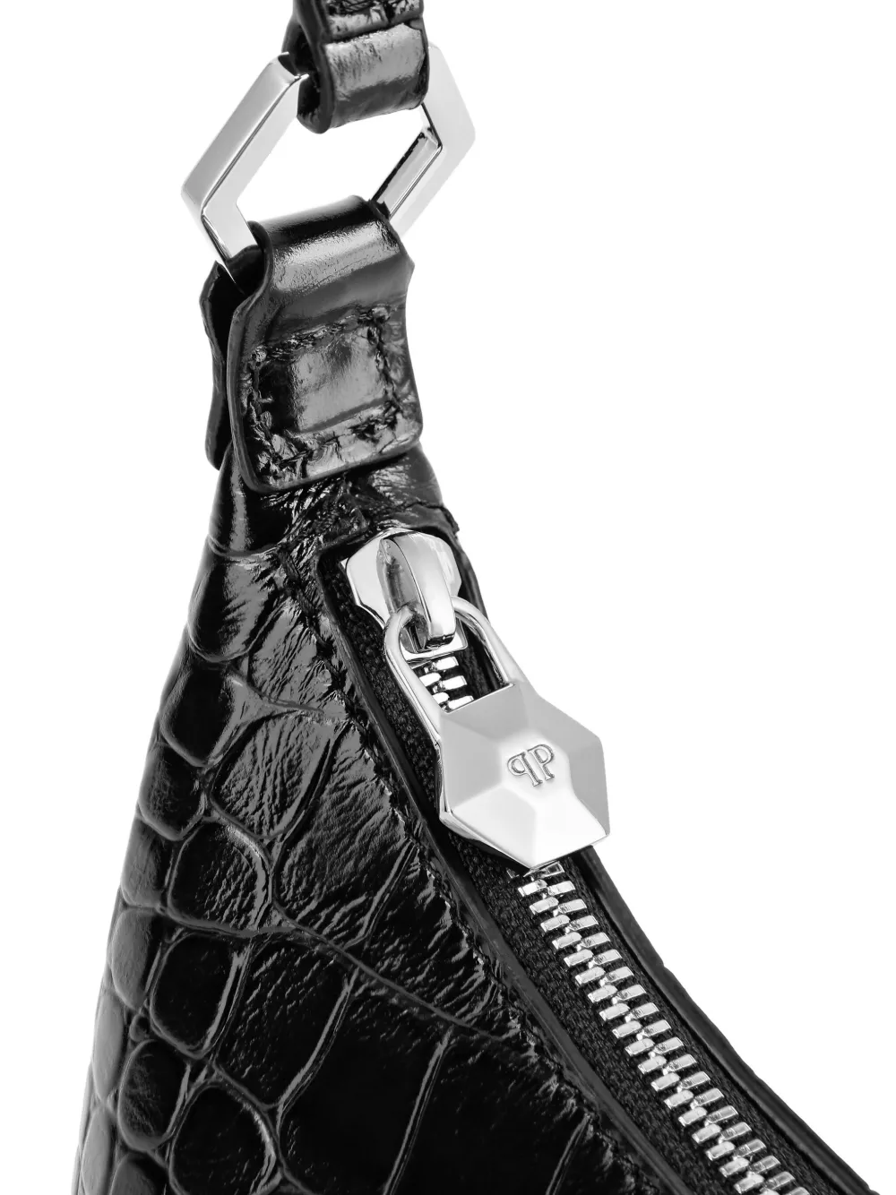Philipp Plein Crocodile-embossed Shoulder Bag In Black