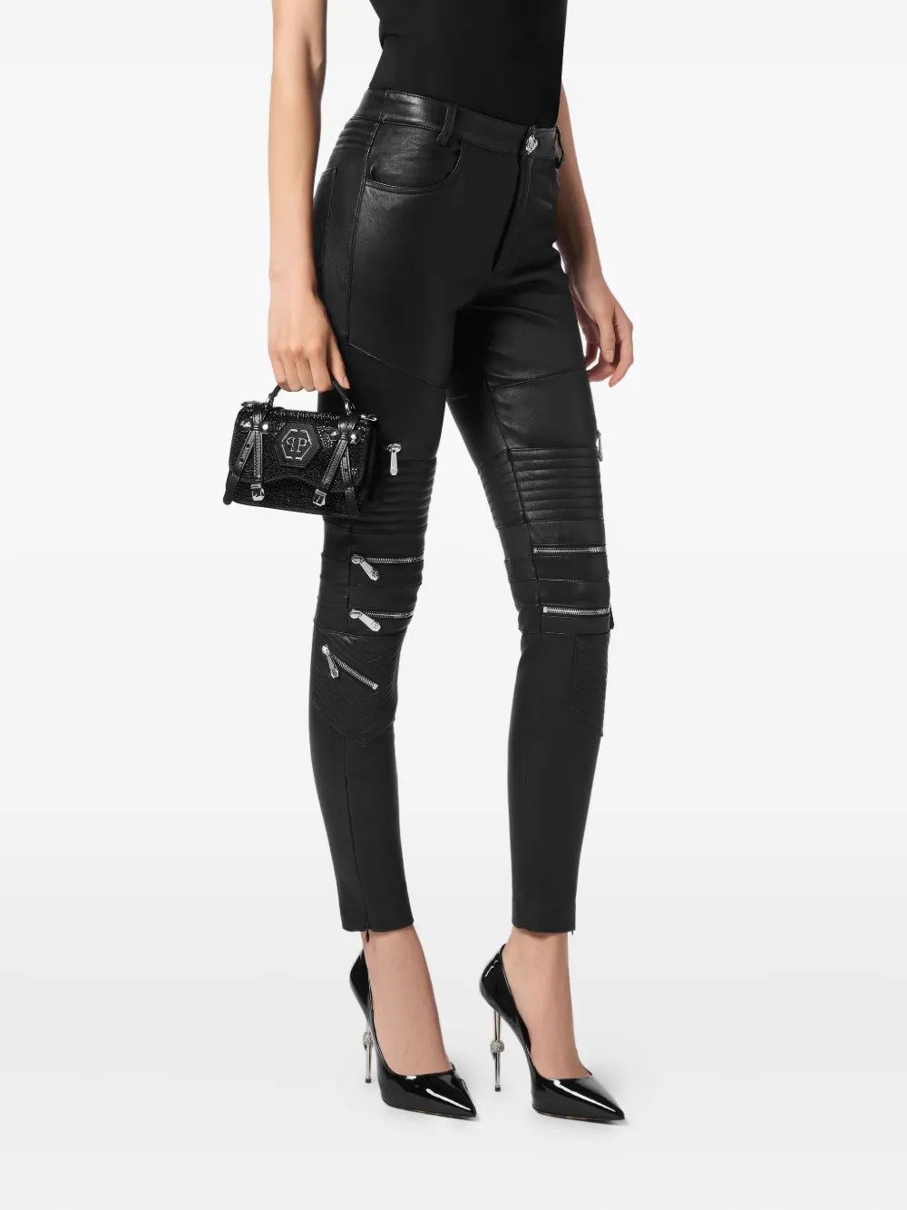 Philipp Plein Small Hexagon Rhinestone-embellished Clutch Bag In Black
