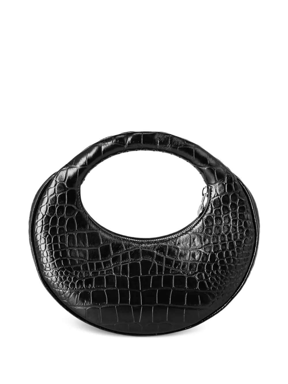 Philipp Plein Medium Moon Crocodile-print Clutch Bag In Black