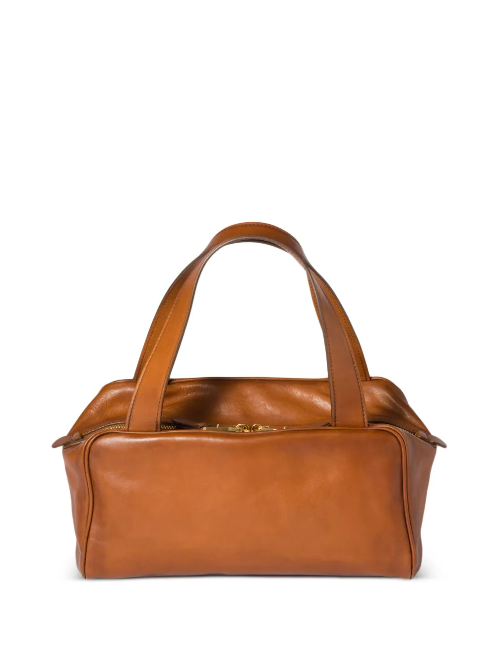 Miu Miu Leather Zipped Shoulder Bag In Brown