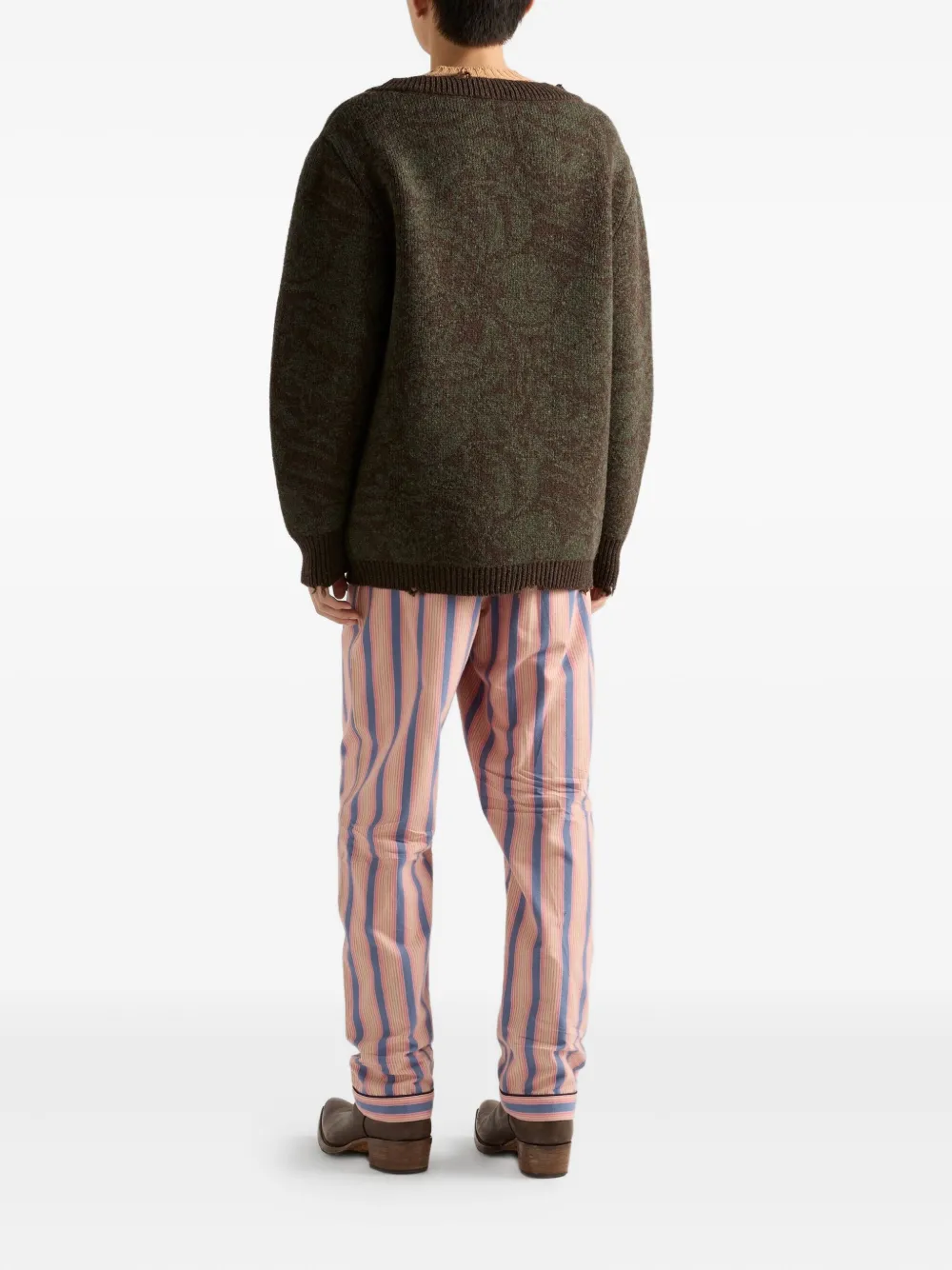 Prada Gestreepte broek met elastische tailleband Roze