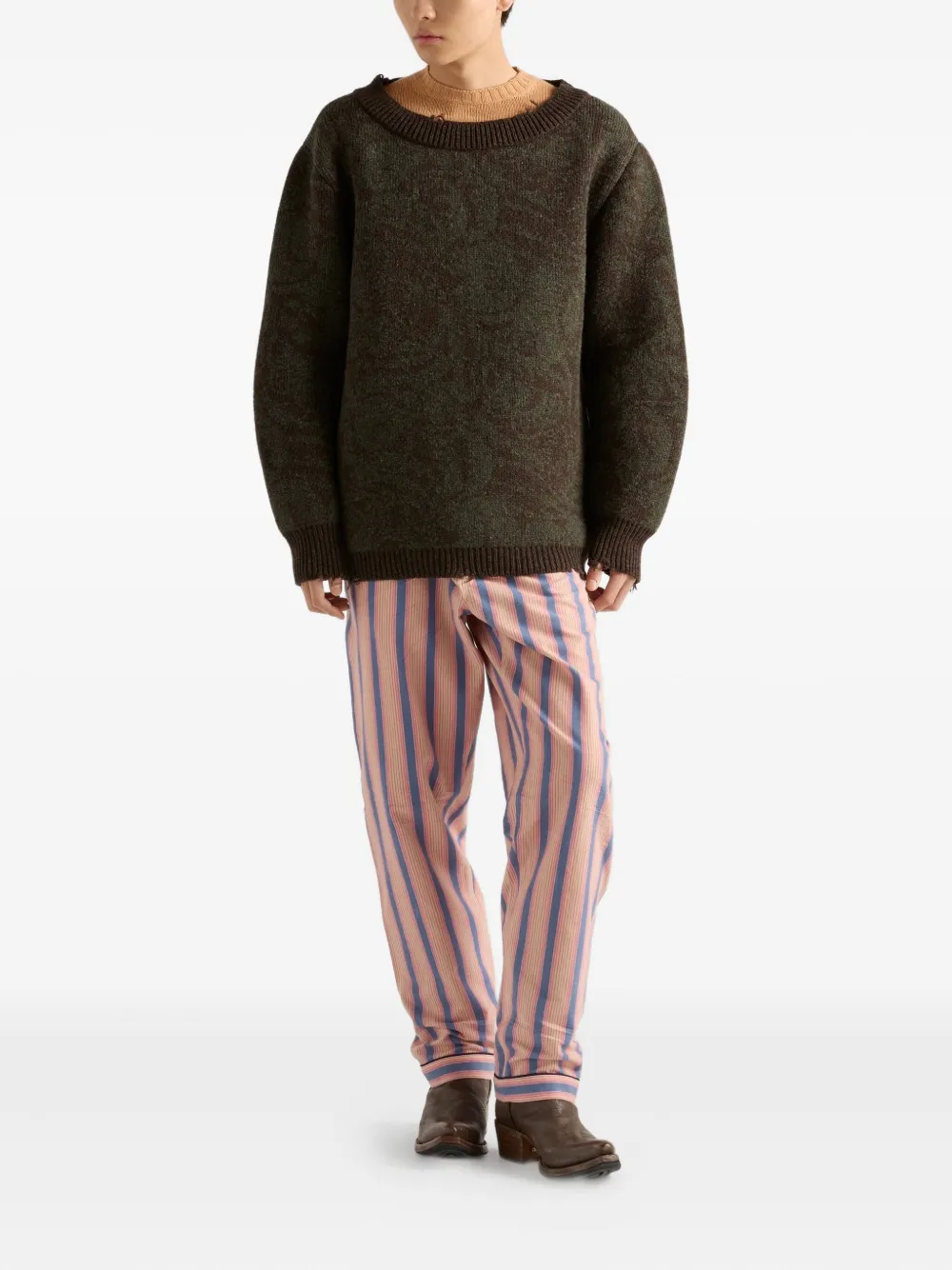 Prada Gestreepte broek met elastische tailleband - Roze