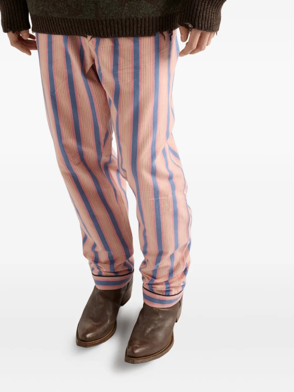Prada Gestreepte broek met elastische tailleband Roze