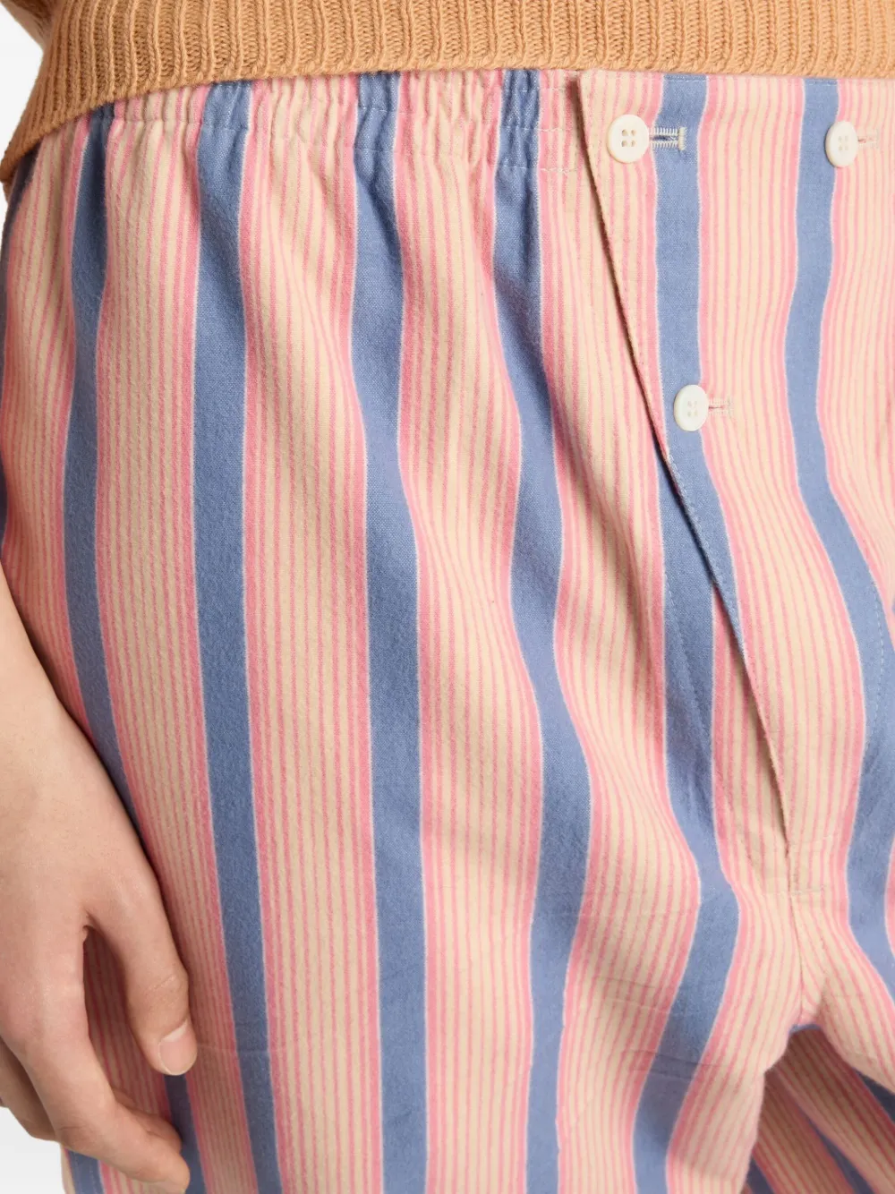 Prada Gestreepte broek met elastische tailleband Roze