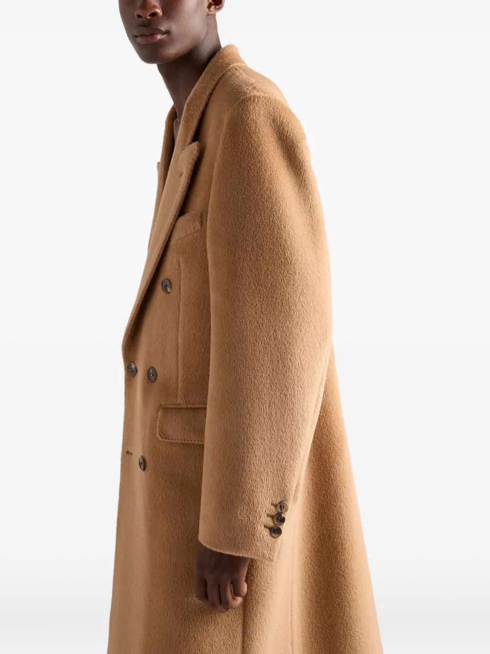 Prada Mantel met dubbele rij knopen Bruin