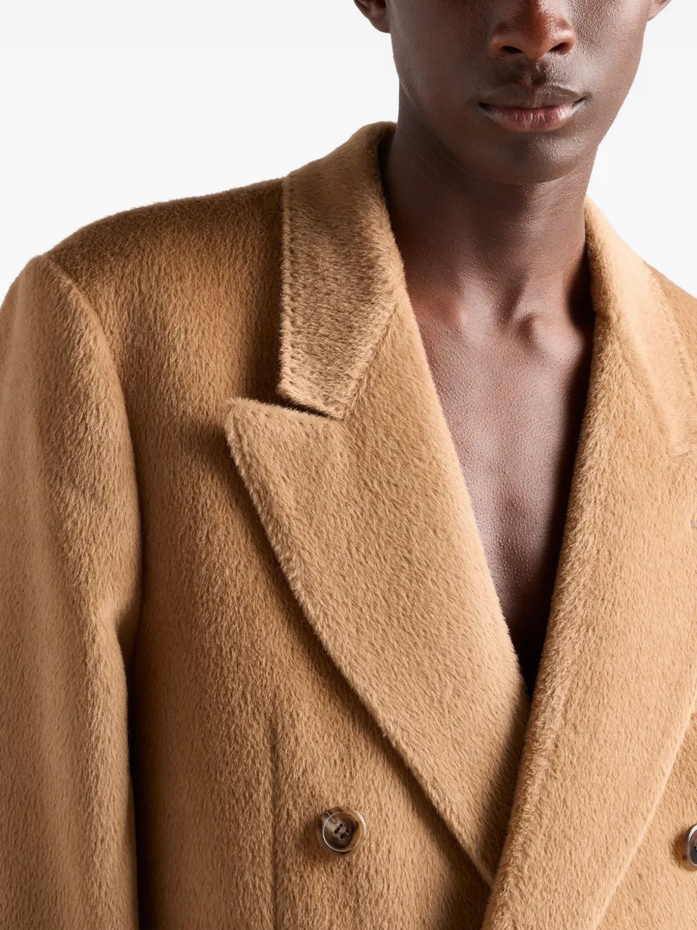 Prada Mantel met dubbele rij knopen Bruin