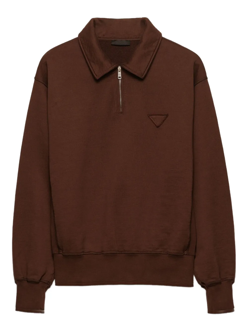 Prada Camisa polo com zíper e logo triangular | Marrom | Image 1