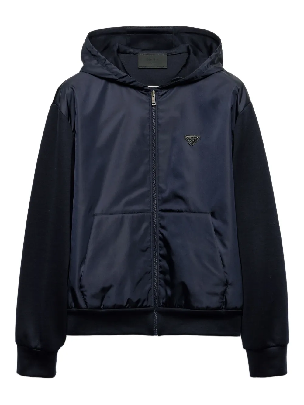 Prada drawstring-hood zip-up jacket Blauw