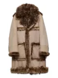 Prada fur-trimmed patch-pocket coat - Neutrals