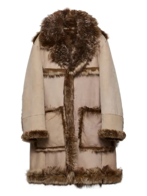 Prada fur-trimmed patch-pocket coat