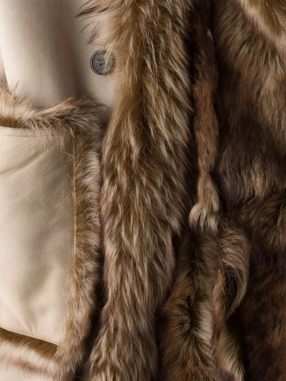 Prada fur-trimmed patch-pocket coat Beige