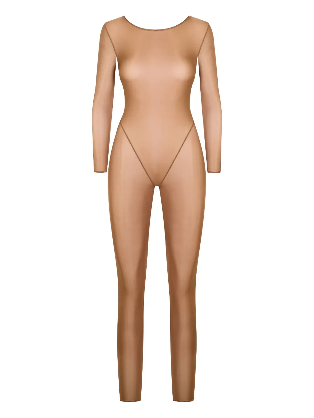 Maison Close French Kiss Light open-back long-sleeve jumpsuit Beige