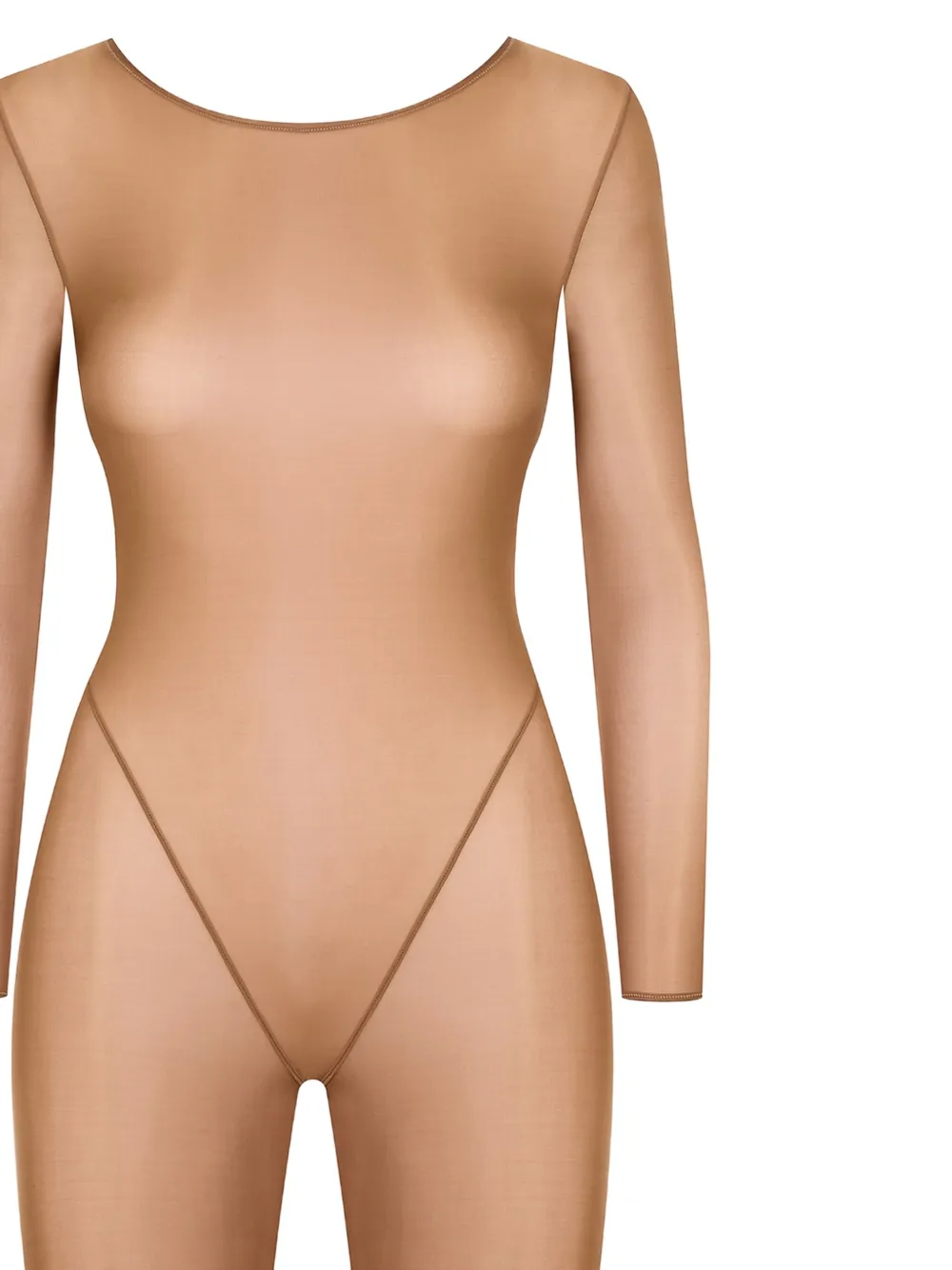 Maison Close French Kiss Light open-back long-sleeve jumpsuit Beige