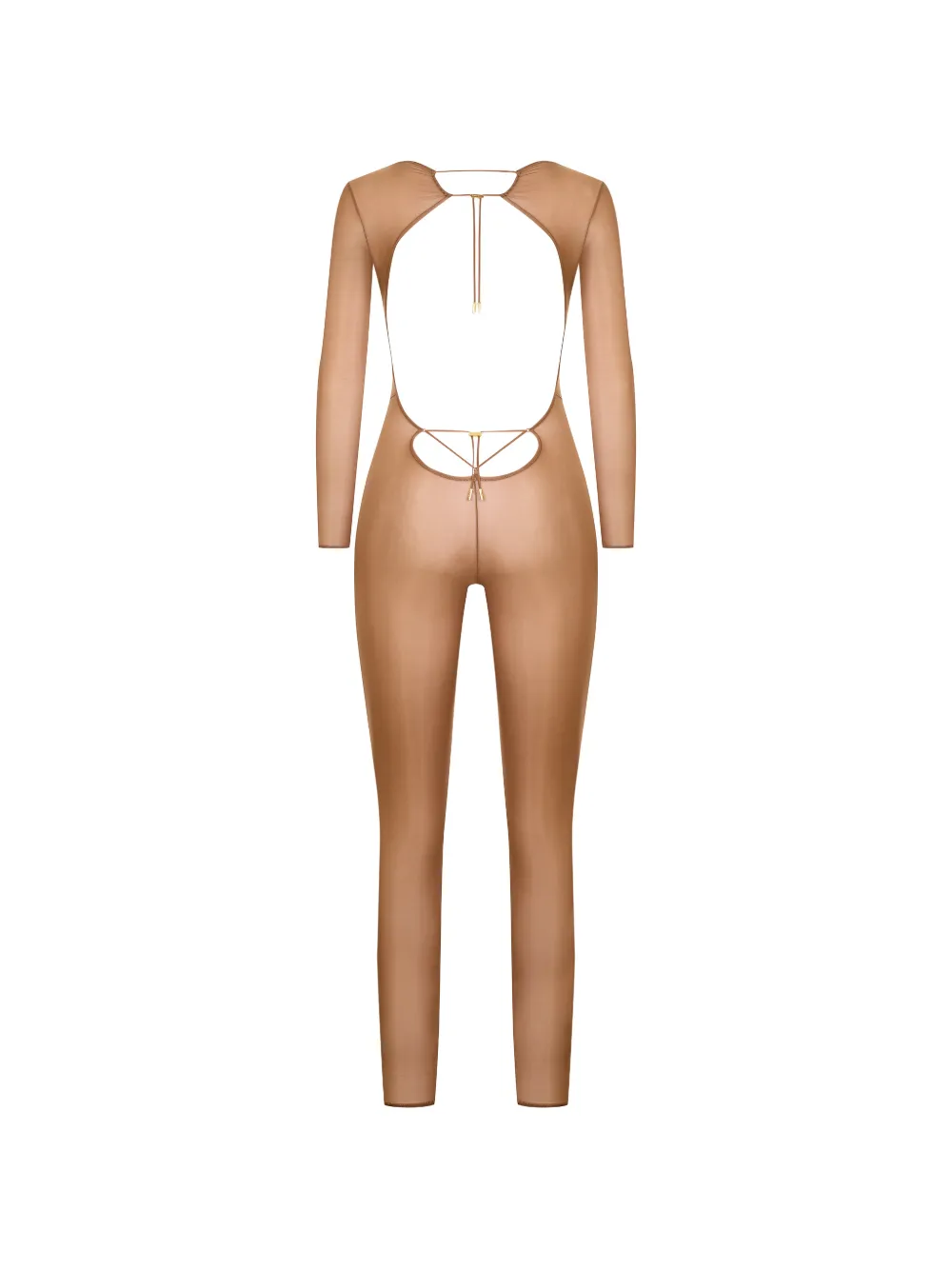 Maison Close French Kiss Light jumpsuit met open rug en lange mouwen Beige