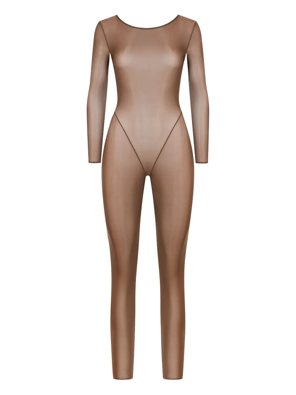 Maison Close French Kiss Light open-back long-sleeve catsuit Bruin