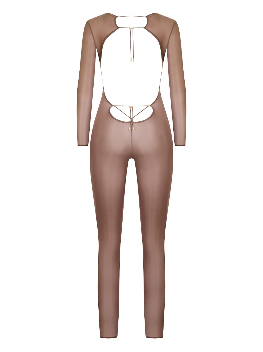 Maison Close French Kiss Light open-back long-sleeve catsuit - Bruin