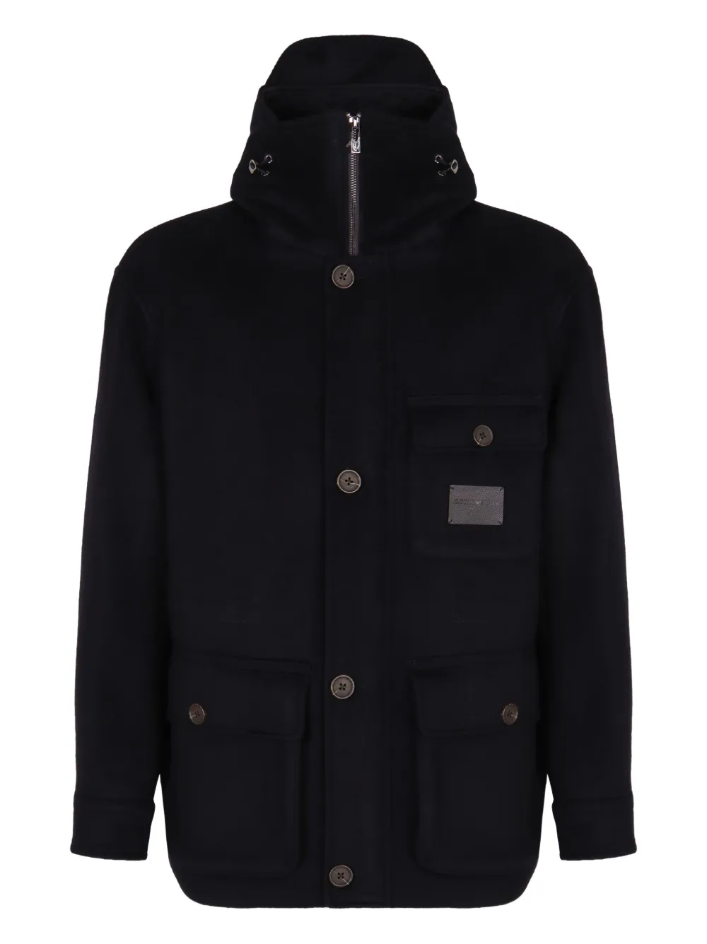 hooded patch-pocket parka