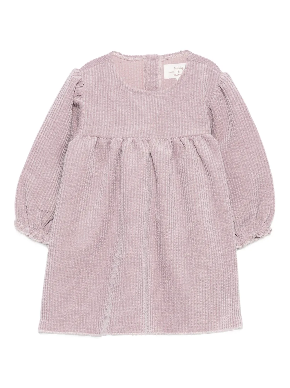 TEDDY & MINOU waffle-textured smocked dress Paars