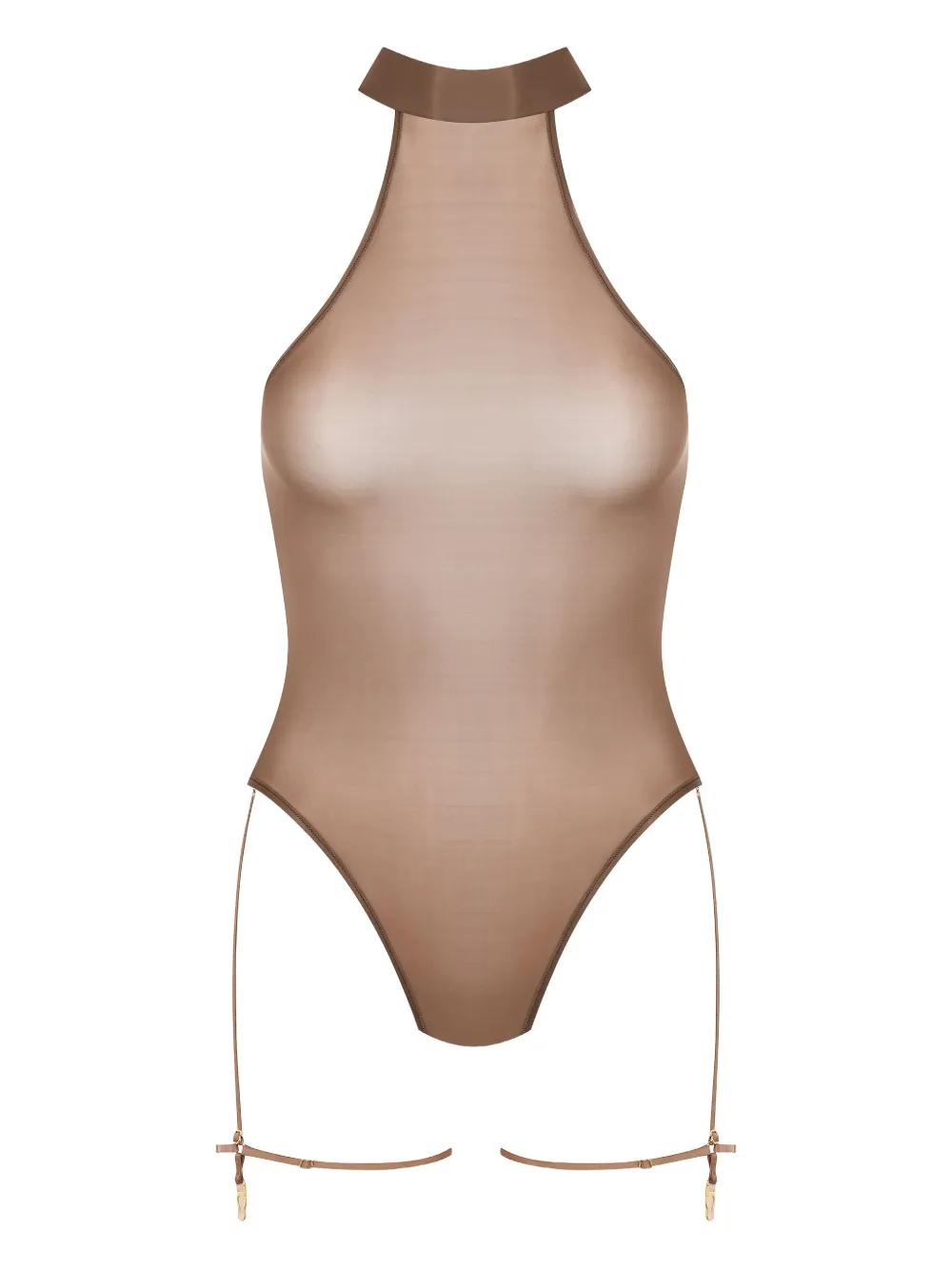 Maison Close French Kiss Light halter-neck thong bodysuit Bruin