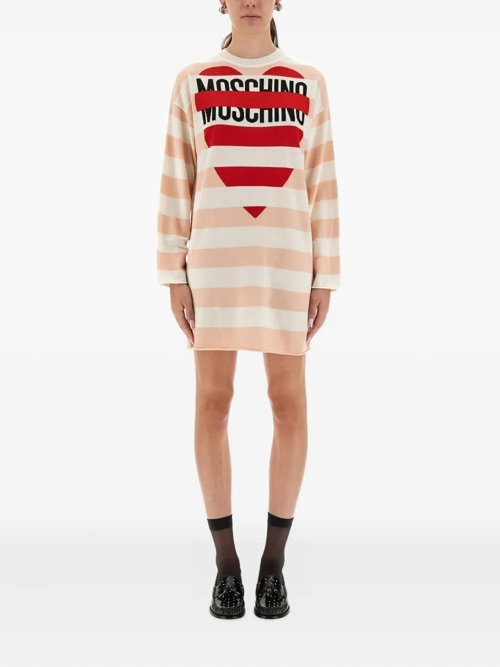 MOSCHINO JEANS heart striped dress - Toni neutri