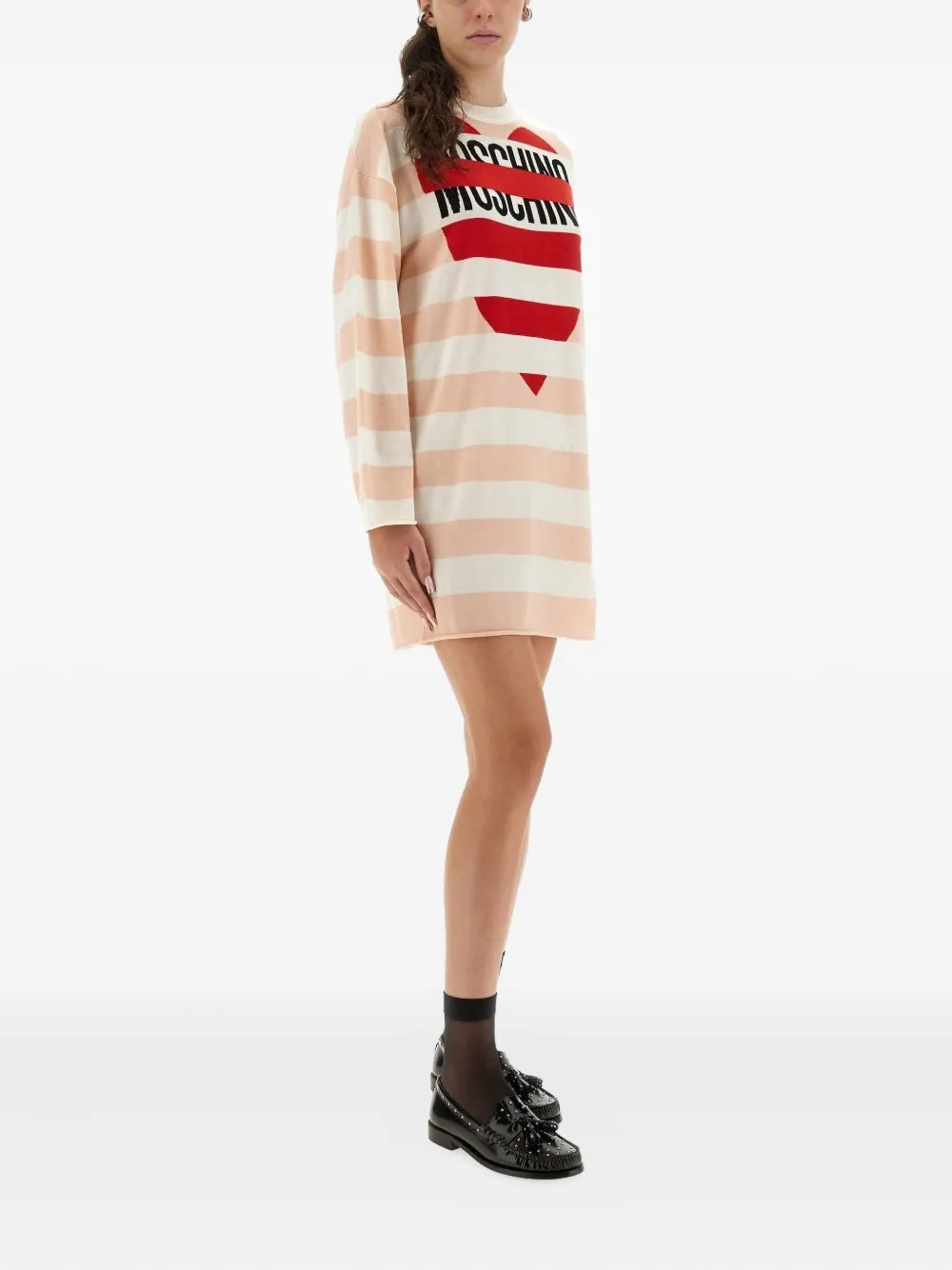 MOSCHINO JEANS heart striped dress - Beige