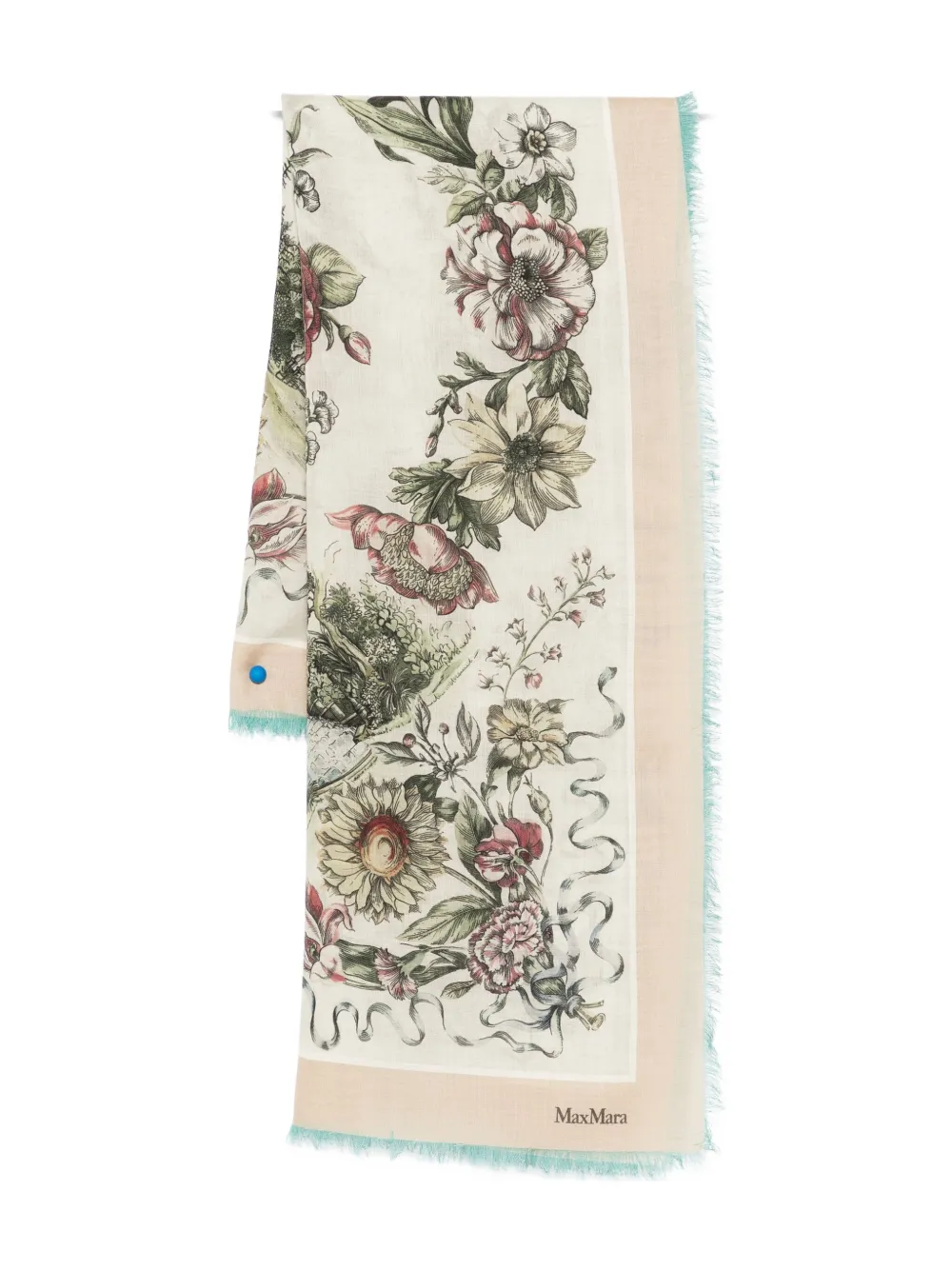 Max Mara Floral-print Silk Scarf In Neutral