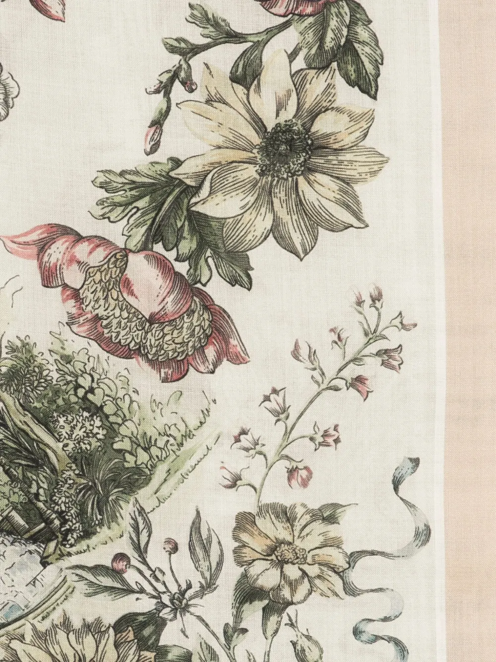 Max Mara floral-print silk scarf - Beige