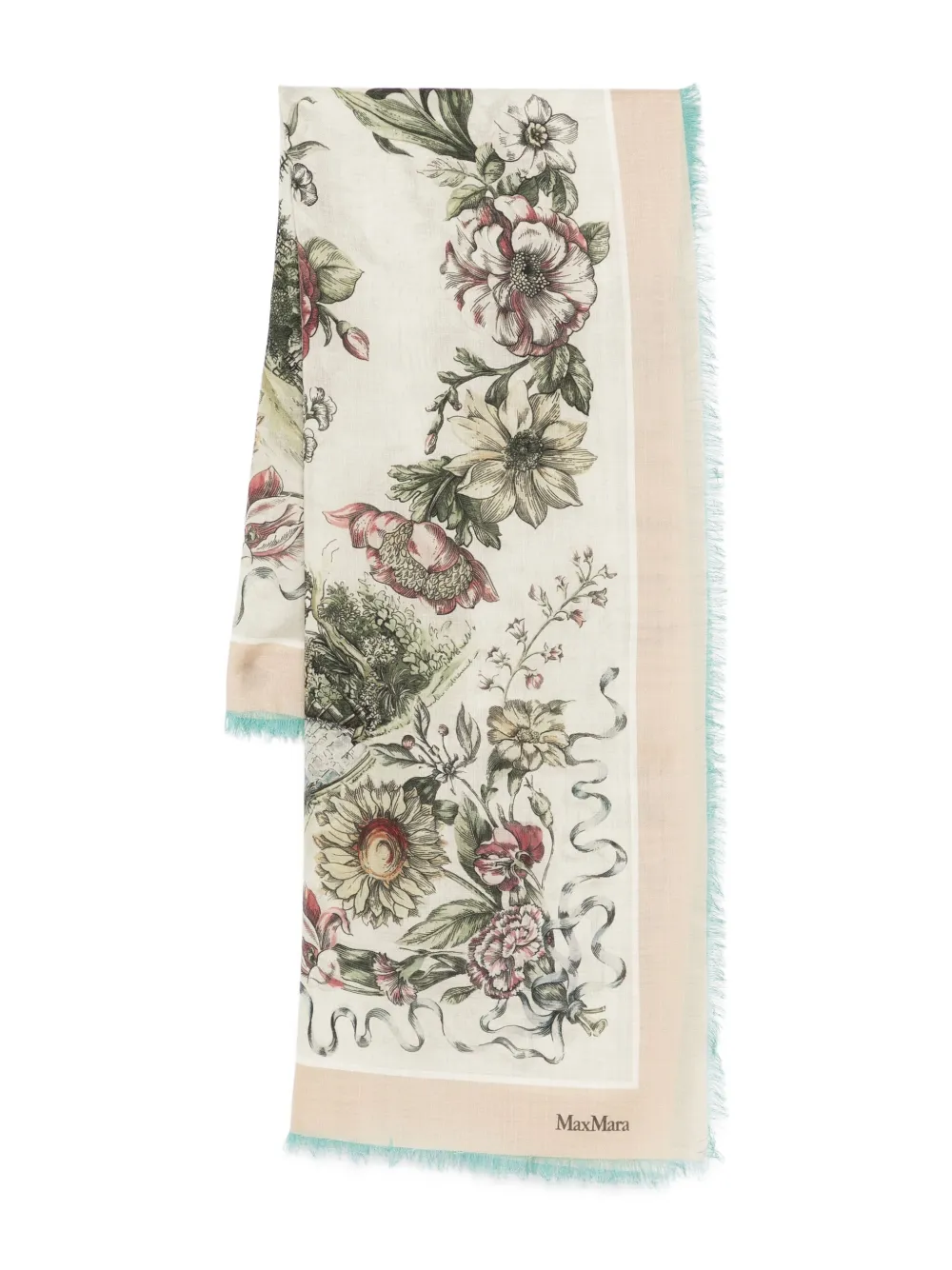 Max Mara floral-print silk scarf - ニュートラル Max Mara floral-print silk scarf - ニュートラル
