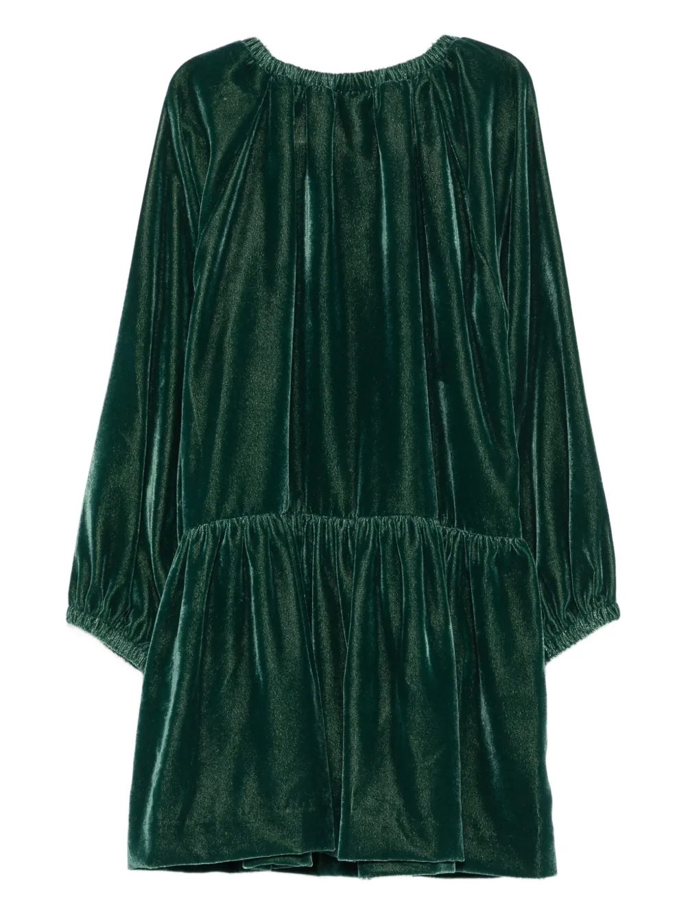 Il Gufo velvet tiered dress Groen