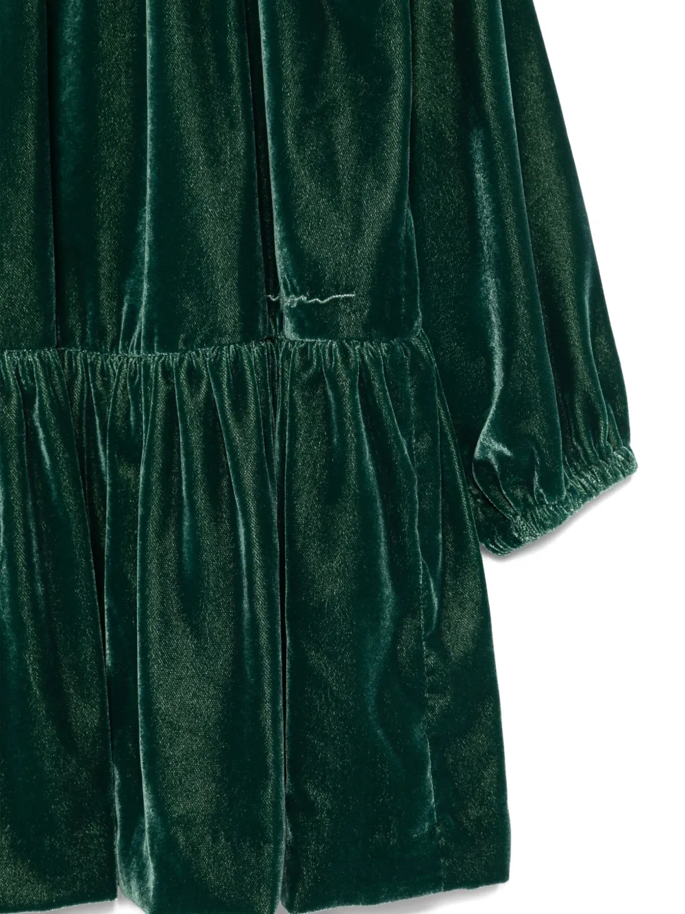 Il Gufo velvet tiered dress Groen