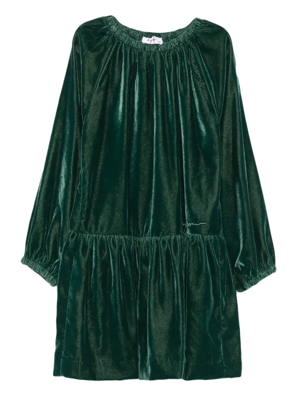 Il Gufo Velvet Tiered Dress Green FARFETCH ID