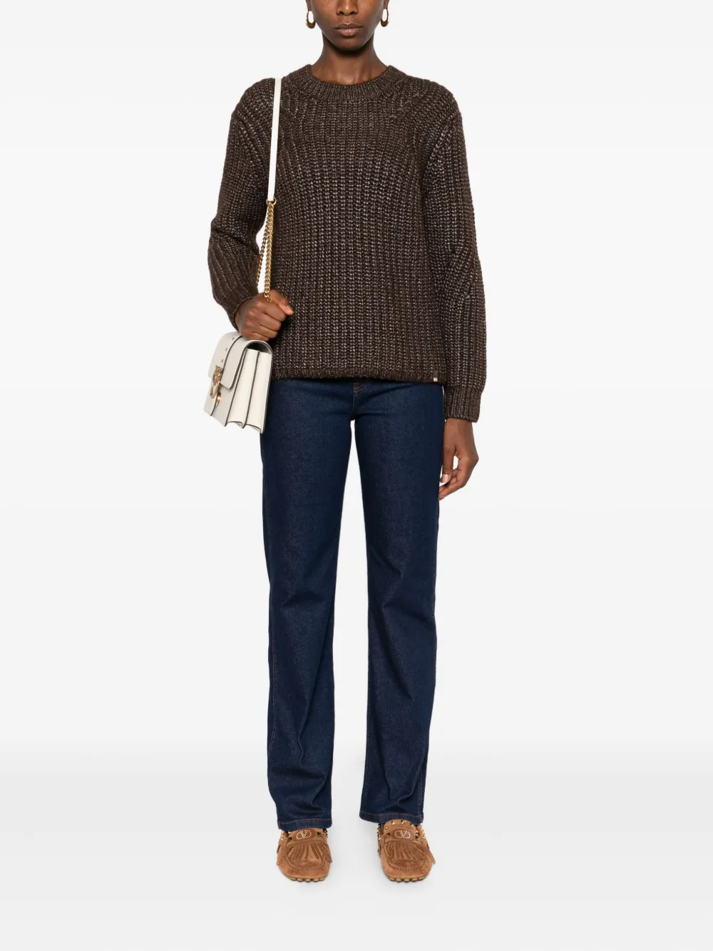 Herno metallic ribbed knit sweater Bruin