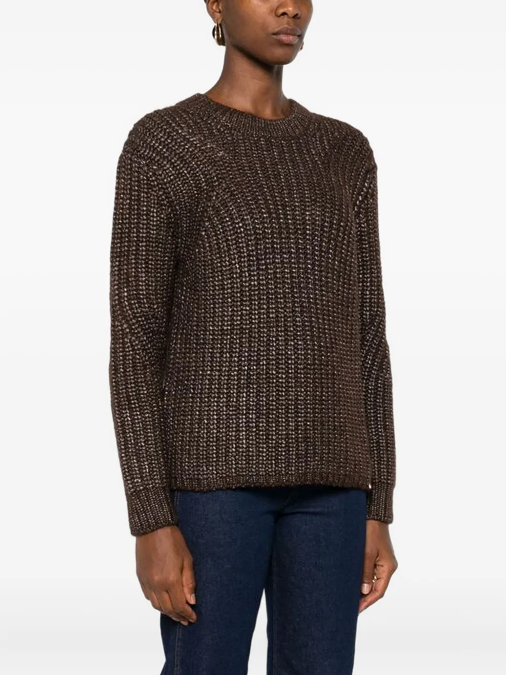 Herno metallic ribbed knit sweater Bruin