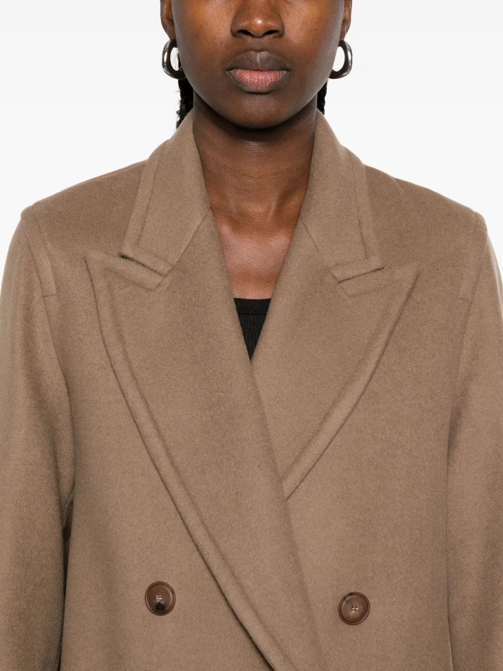 Max Mara double-breasted patch-pocket coat Bruin