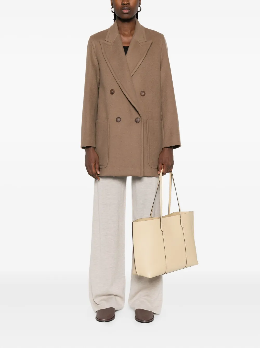 Max Mara double-breasted patch-pocket coat Bruin