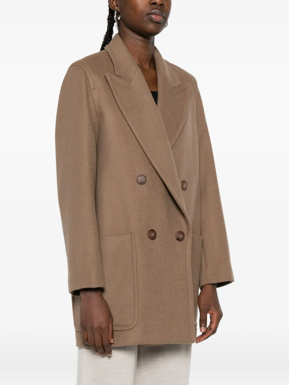 Max Mara double-breasted patch-pocket coat Bruin