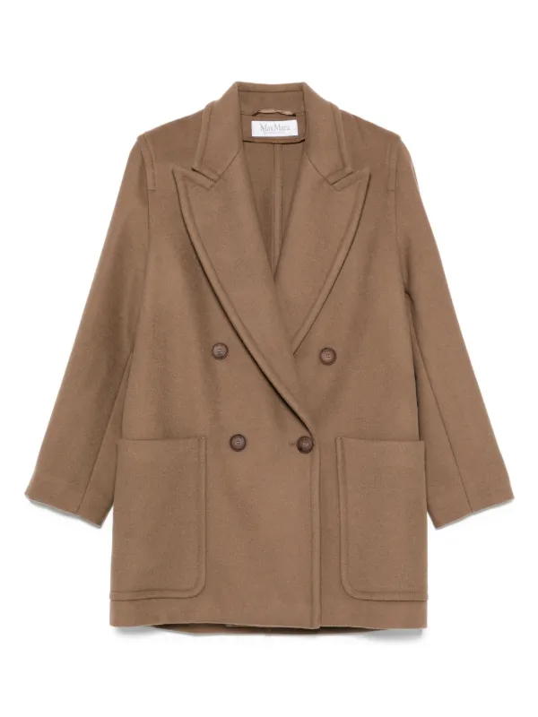 Max Mara Double-breasted Patch-pocket Coat in Neutrals