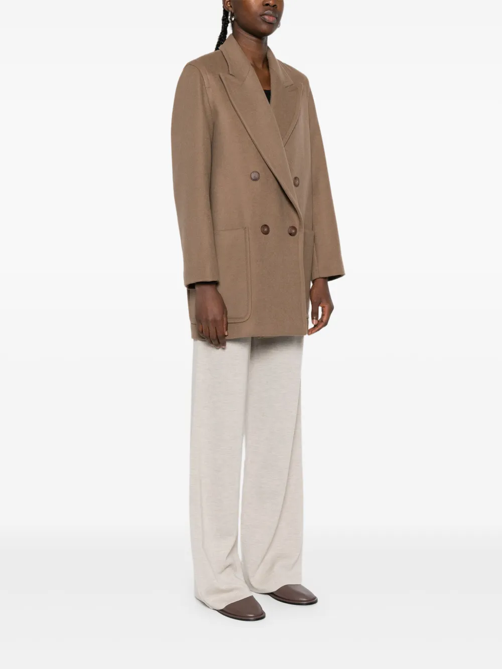  Max Mara Double-breasted Patch-pocket Coat - Brown 