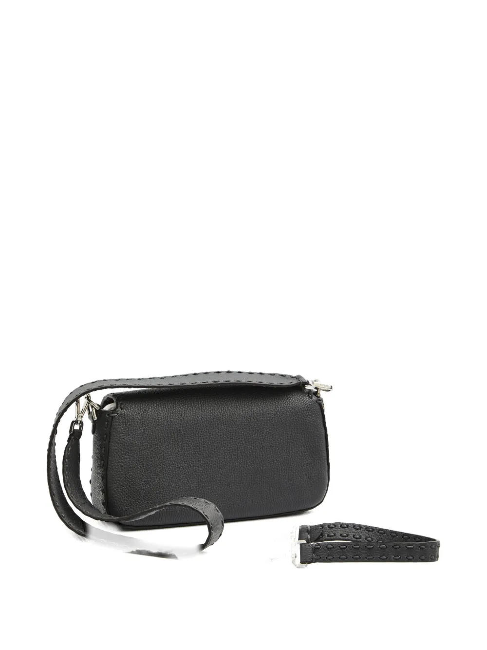 FENDI Baguette macro-stitch messenger bag - Zwart