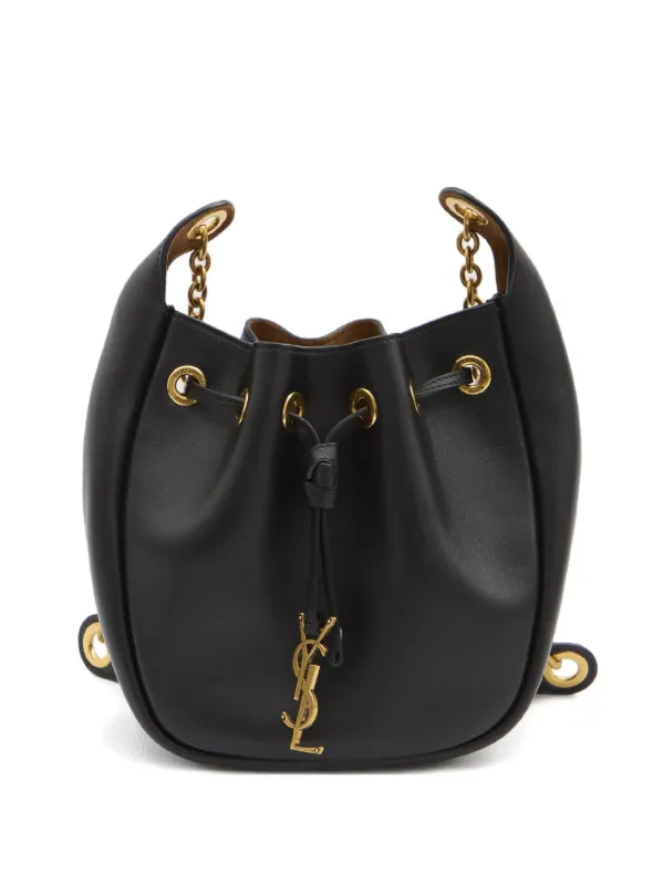 SAINT LAURENT ブラック ドローストリングバッグ