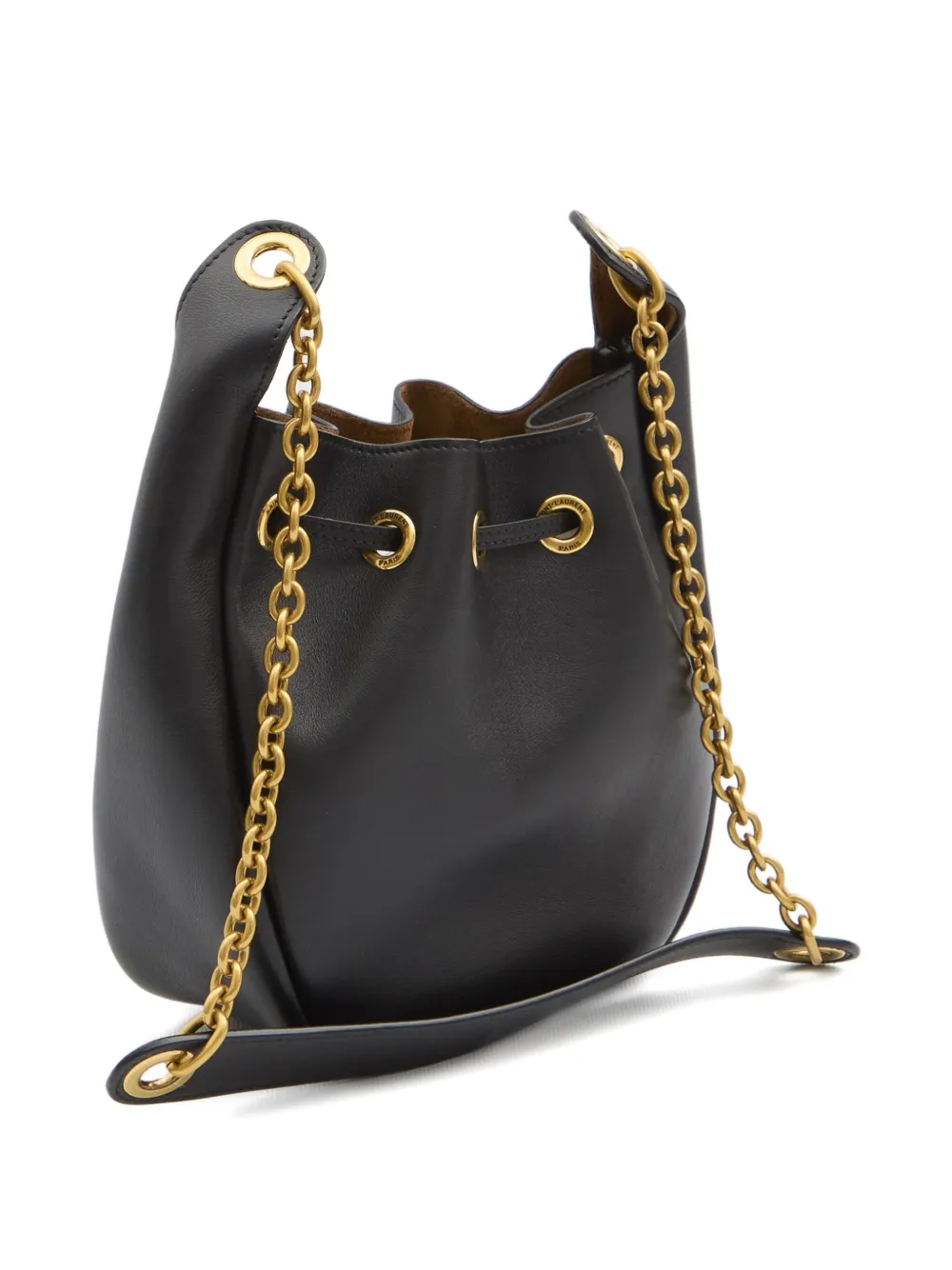 Saint Laurent Cassandre Drawstring Leather Shoulder Bag In Black