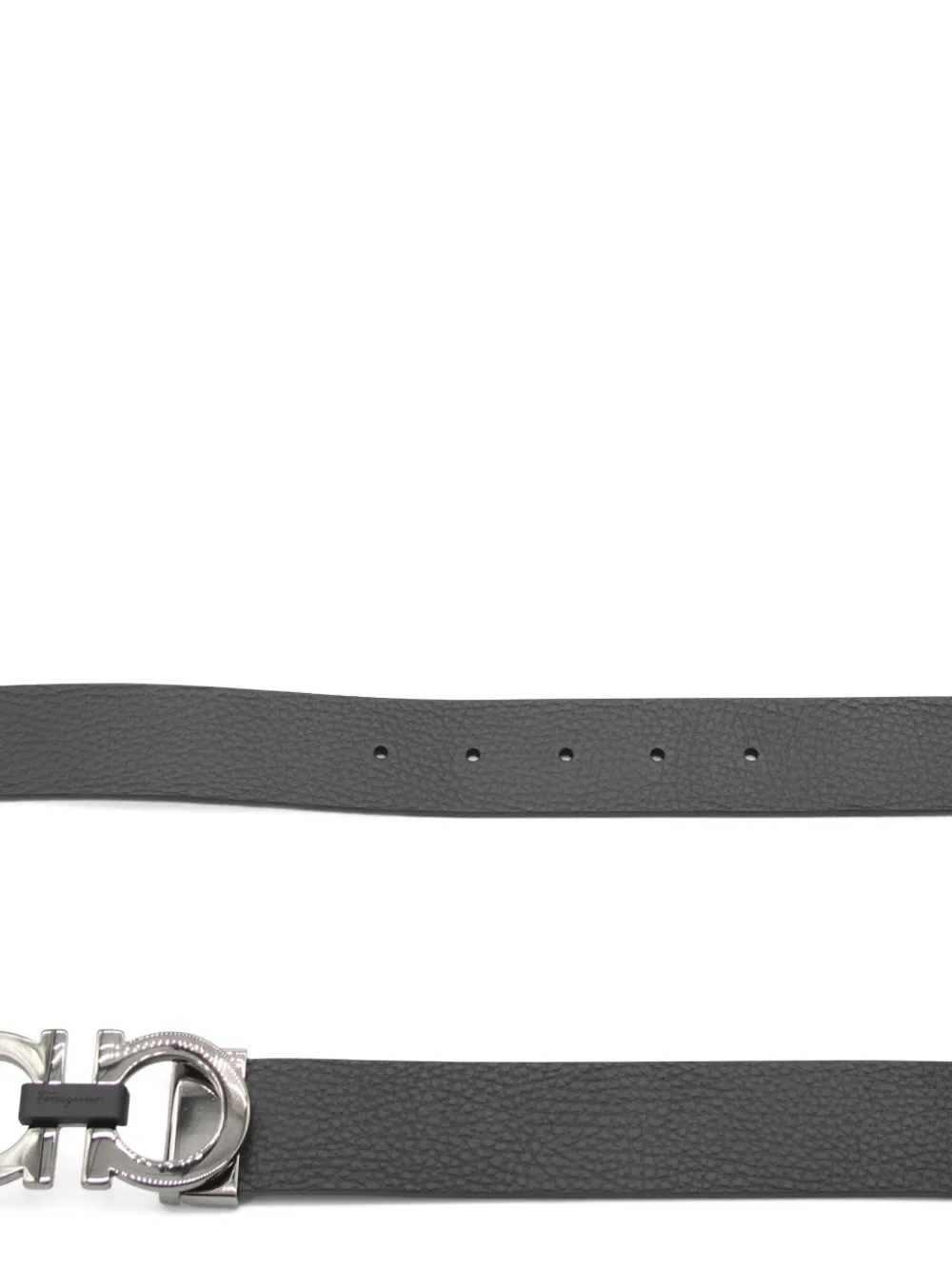 Ferragamo Leren riem met gancini-gesp Zwart